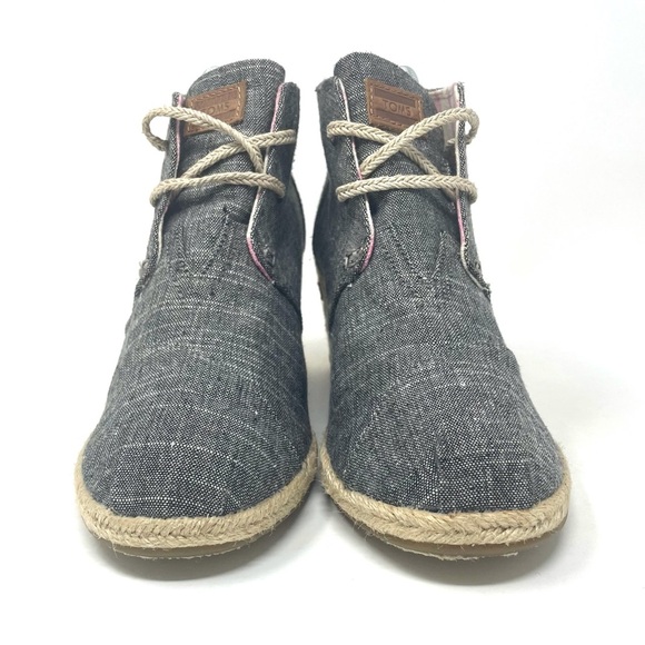 Toms Canvas Wedge Denim Grey Womens 9 - Picture 3 of 8